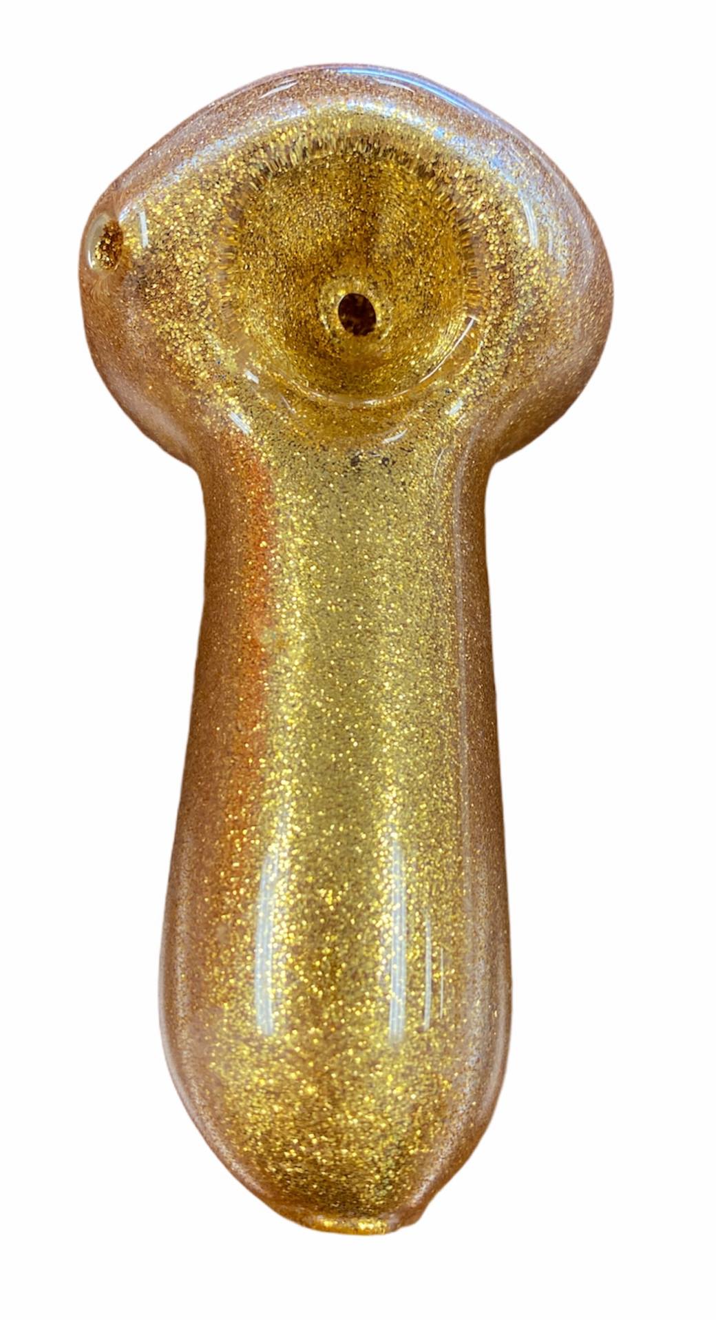 GLASS 3" HANDPIPE, GOLD GLASS 3" HANDPIPE, GOLD GLASS 3" HANDPIPE, GOLD