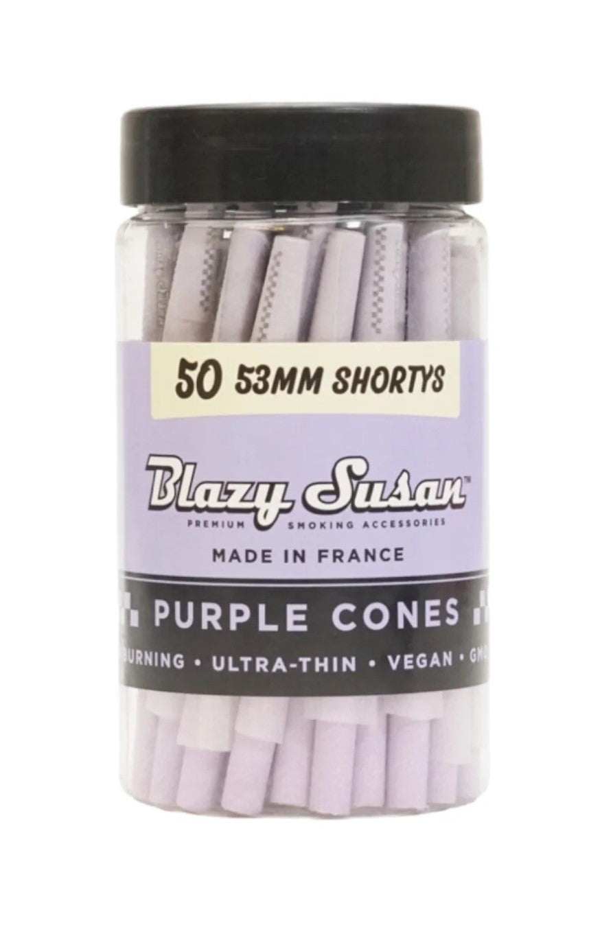 BLAZY SUSAN | PURPLE SHORTY CONES JAR 53MM | 50PK