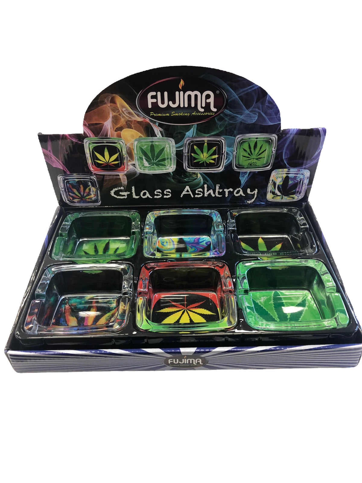 FUJIMA | GLASS ASHTRAY SQUARE LEAF | PACK OF 6