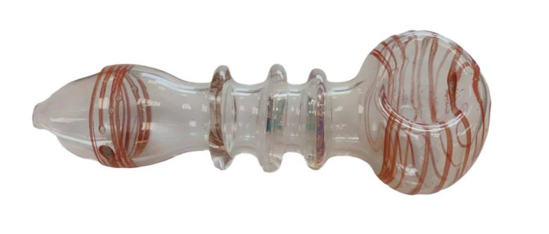 GLASS 3" HANDPIPE, CLEAR WITH STRIPES