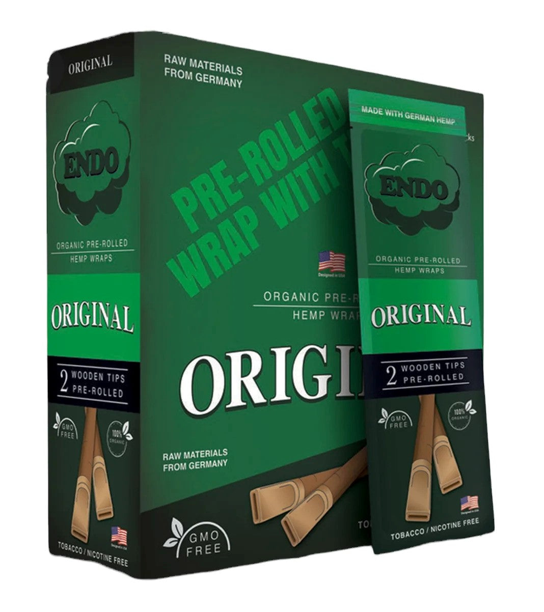 ENDO "ORIGINAL" 2 WOODEN TIPS PRE- ROLLED