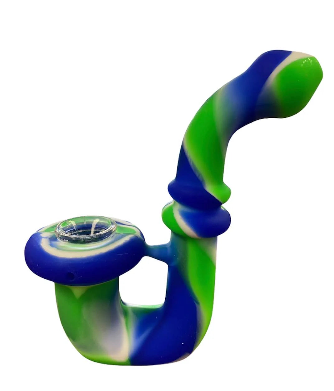 SILICONE SHERLOCK PIPE, BLUE & GREEN