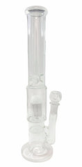 16" SHOWERHEAD / HONEYCOMB PERCULATOR COMBO GLASS ON GLASS WATER PIPE, WHITE