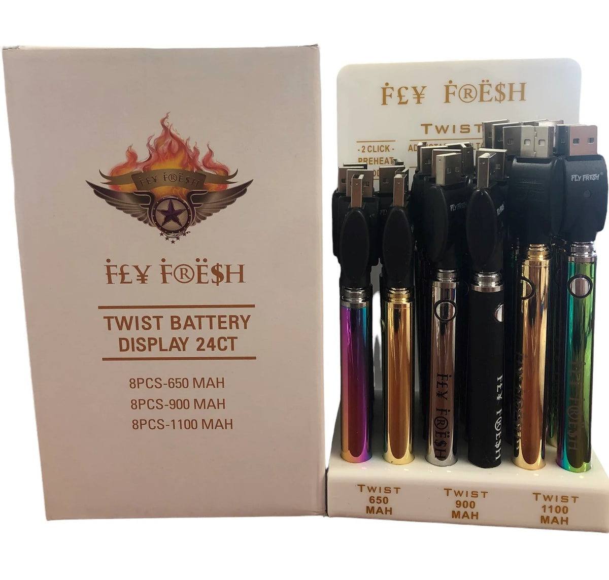 FLY FRESH TWIST BATTERY DISPLAY | ADJUSTABLE VOLTAGE 3.2V - 4.8V - NEW STAR NOVELTIES