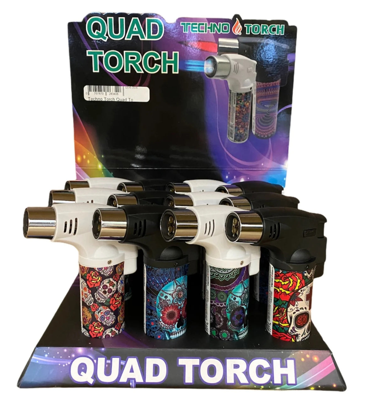 TECHNO TORCH QUAD TORCH CALAVERA DESIGN | PACK OF 12