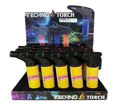 TECHNO TORCH LIGHTER BACKWOODS DESIGN, YELLOW | PACK OF 15