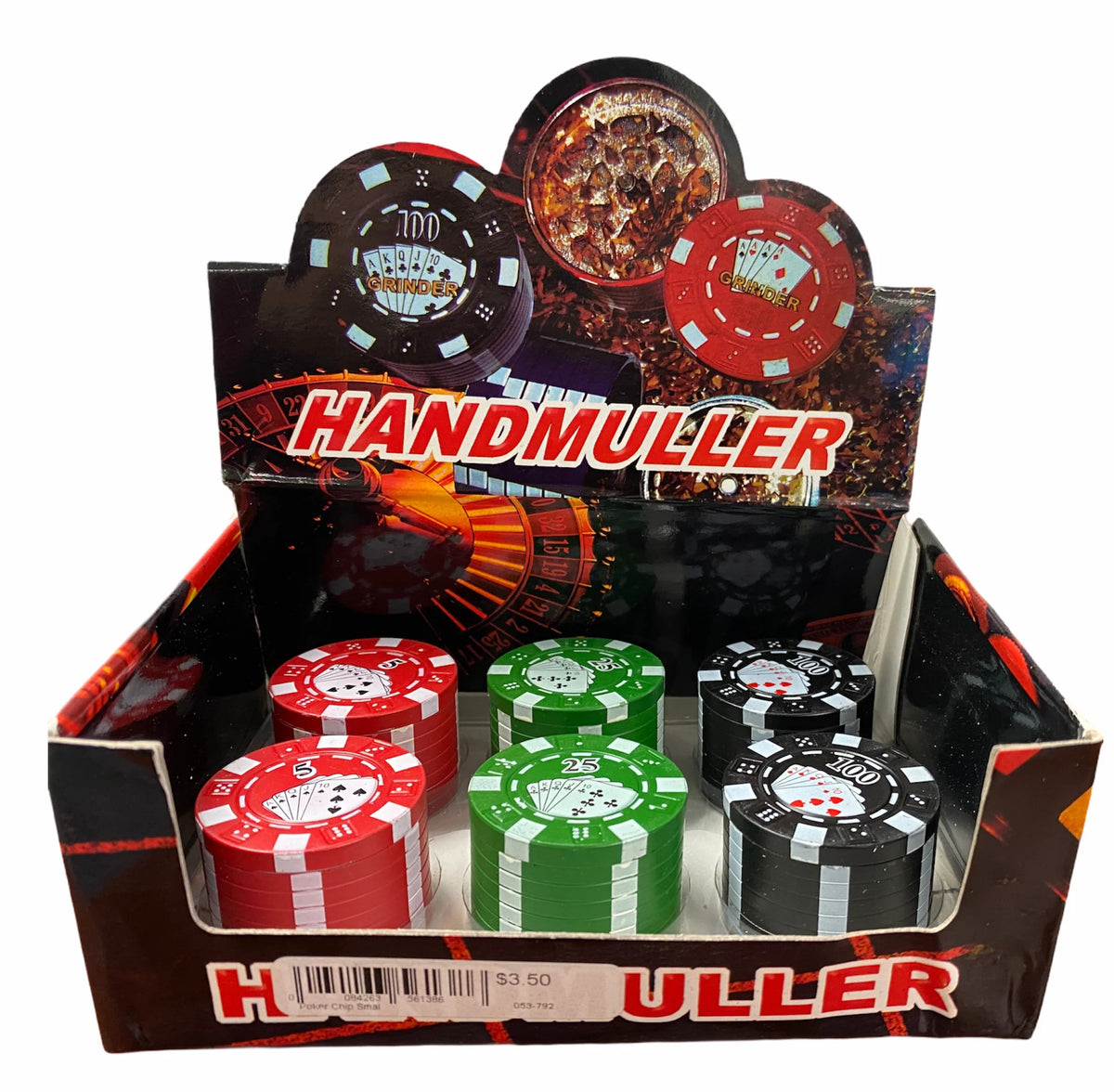 HANDMULLER GRINDERS, 3 PART, POKER, SMALL | PACK OF 12