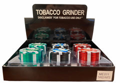 TOBACCO GRINDER 3 PART, ME011 | PACK OF 12