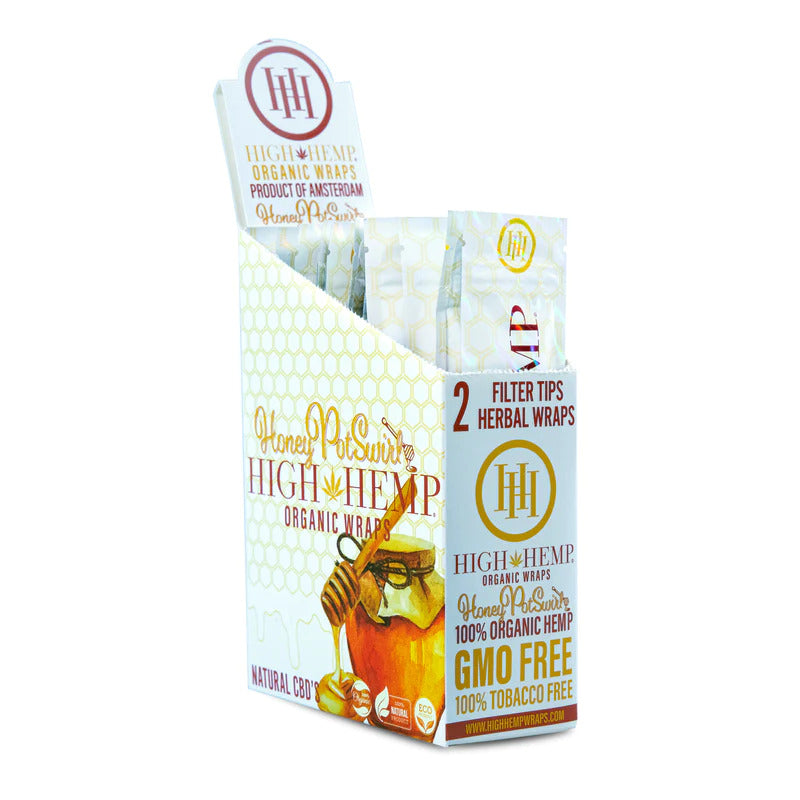 HIGH HEMP ORGANIC WRAPS, 2 WRAPS HONEY POT SWIRL | 25 POUCHES PER BOX