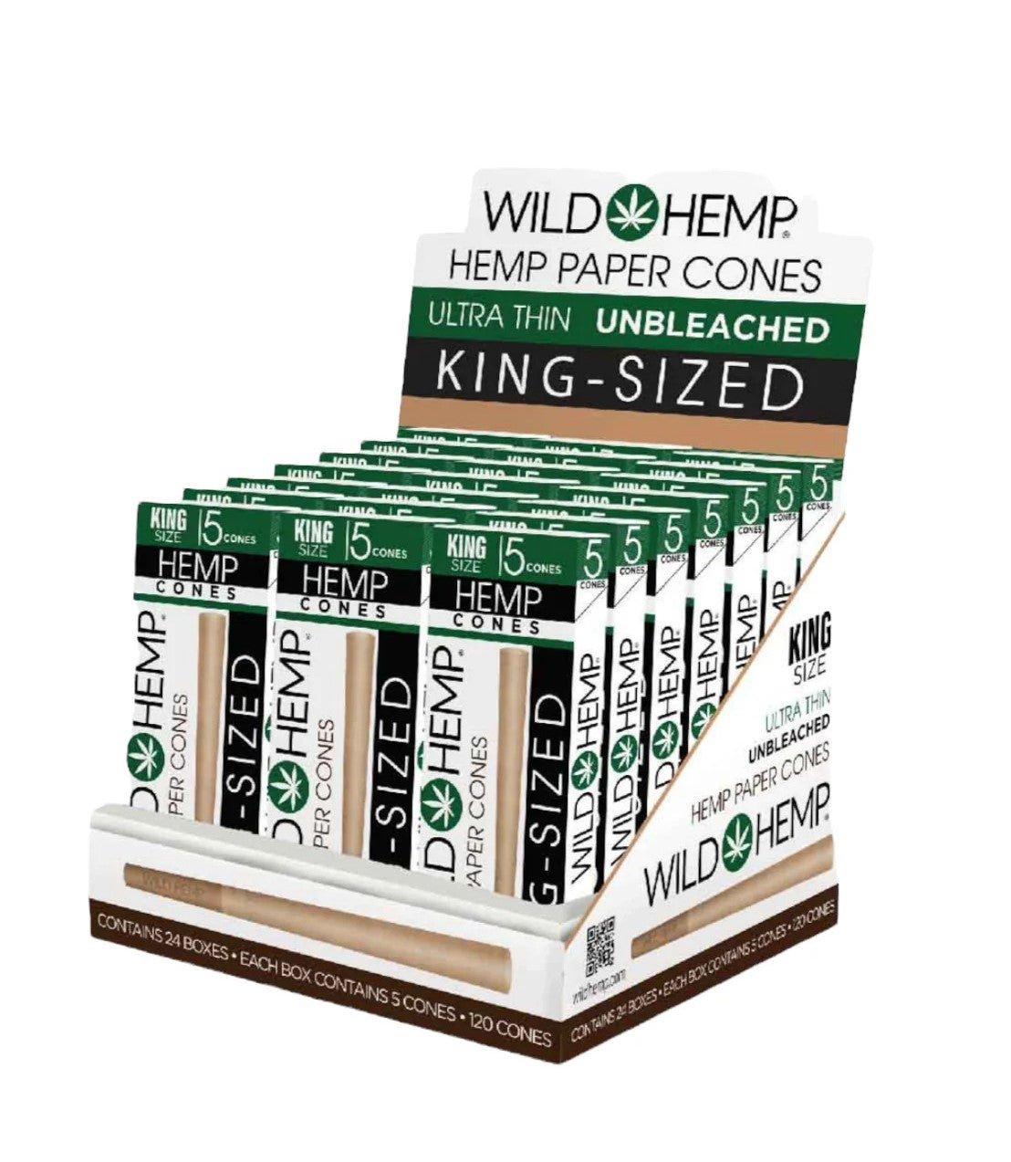 WILD HEMP | HEMP CONES KING SIZE ULTRA THIN UNBLEACHED |24PK