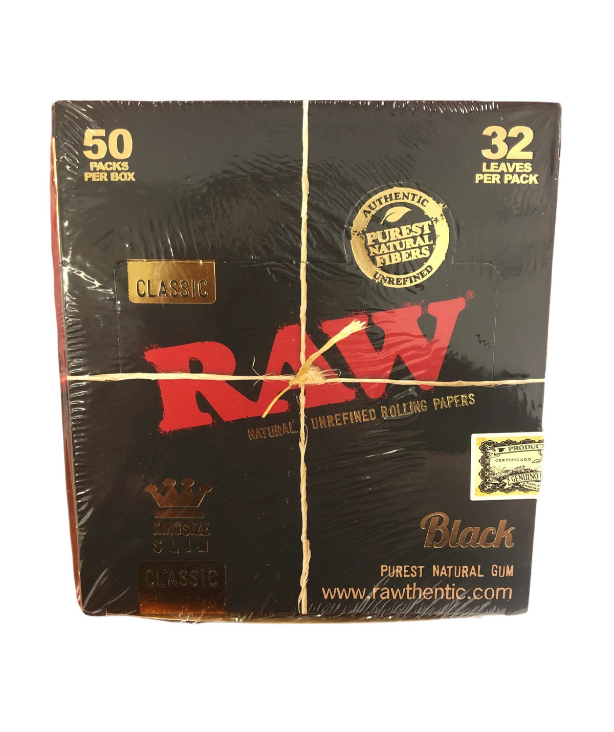 RAW KING SIZE SLIM CLASSIC (BLACK) ROLLING PAPER | 50 PACKS PER BOX