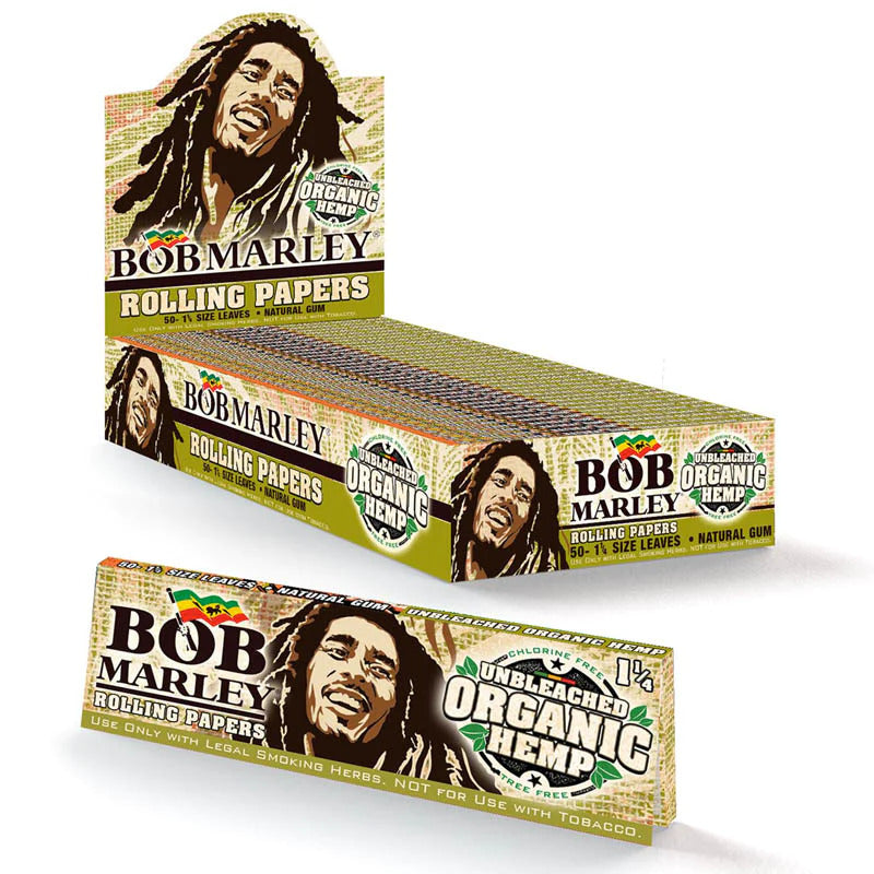 BOB MARLEY ROLLING PAPERS 1 1/4 SIZE LEAVES UNBLEACHED | 24 BOOKLETS PER BOX