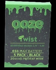 OOZE 5 PACK TWIST 650 MAH BATTERY, BLACK - NEW STAR NOVELTIES